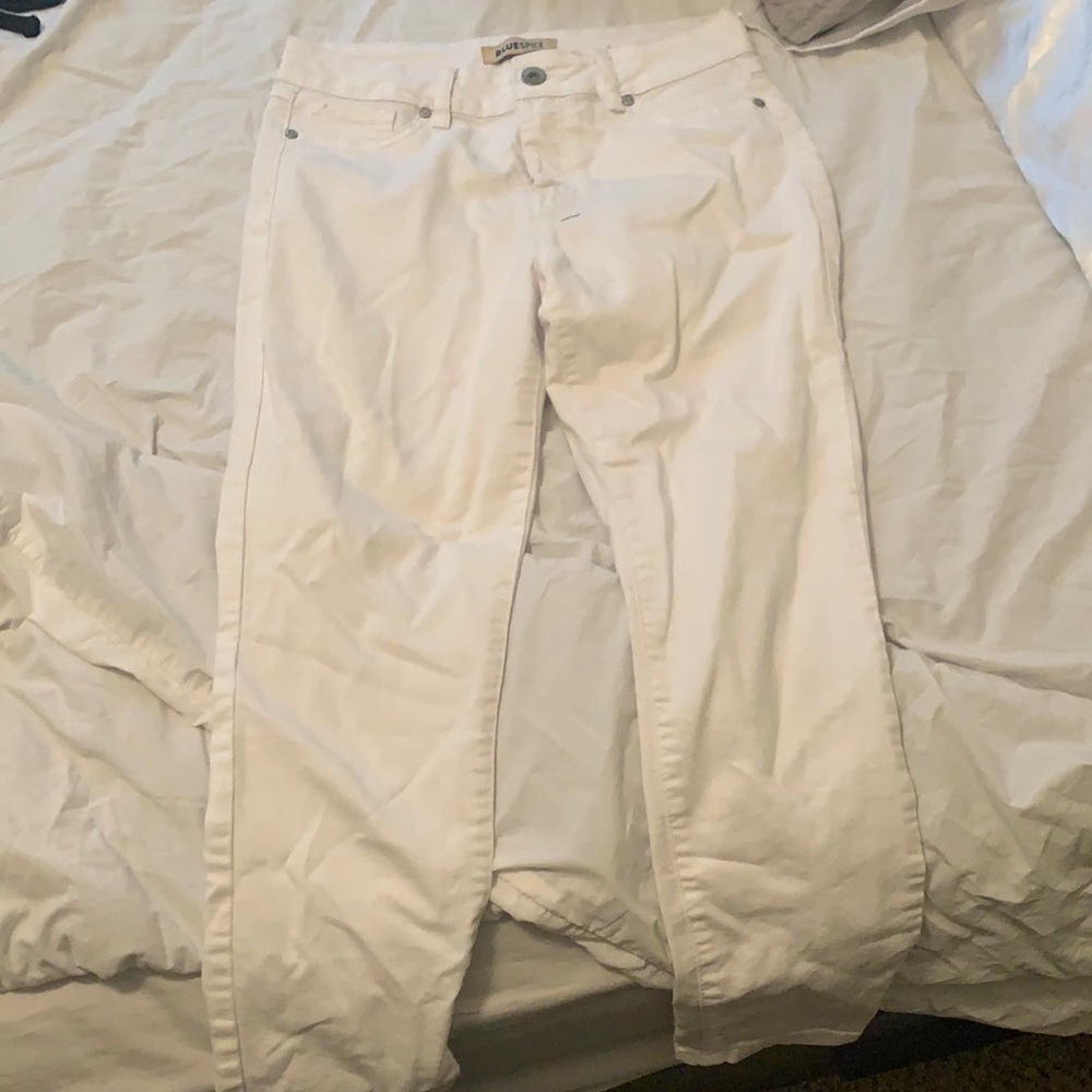 Cropped white skinny jeans